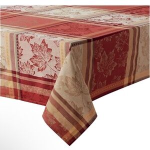 Town & Country Emmerson Jacquard Tablecloth with Autumn Leaves 60” x 84” NWT